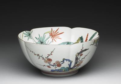 图片[3]-Floral-rimmed porcelain bowl with underglaze blue and wucai decoration, Arita ware-China Archive